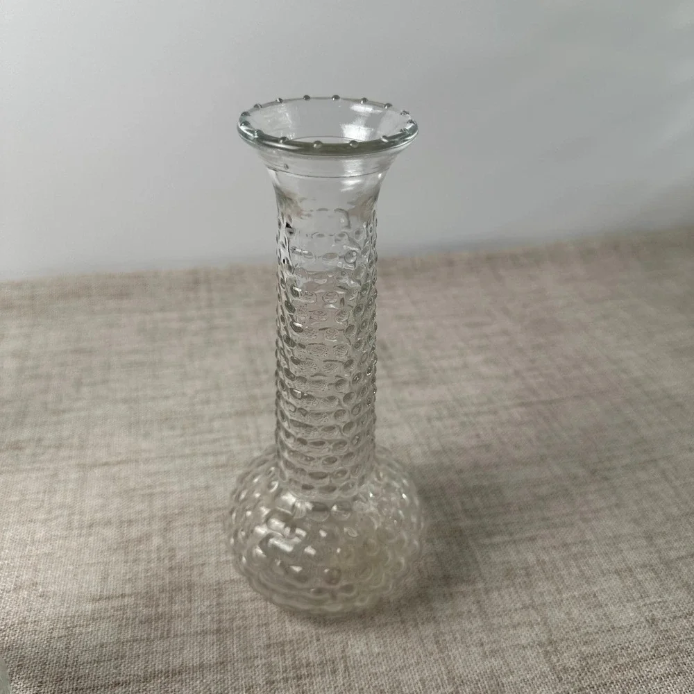 Vintage Clear Glass Bud Vases Set of 3 Hobnail Bubble Textured Pressed Glass USA